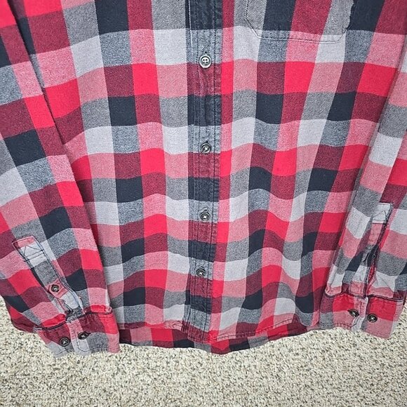 Eddie Bauer Shirt‎ Men's XXL 2XL Button Up Red Plaid Flannel Outdoors Casual - Picture 5 of 7